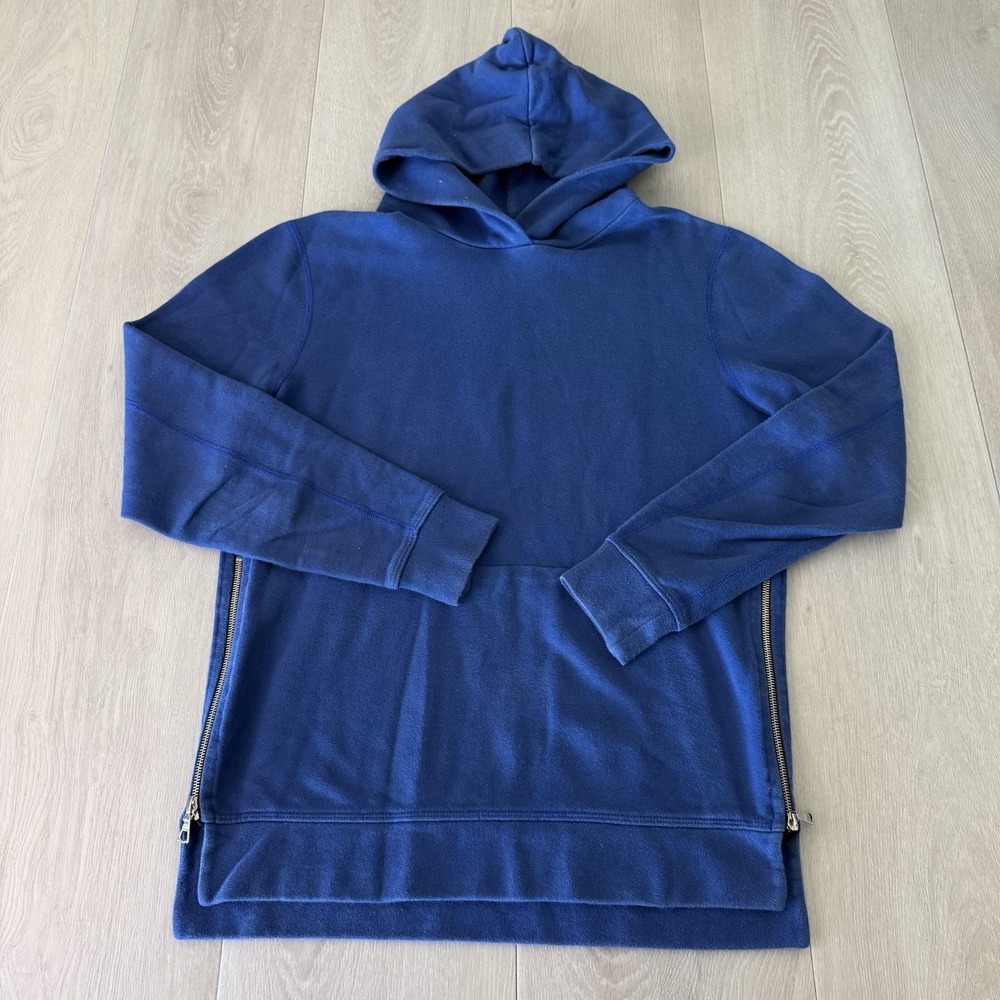 John Elliott Hooded Villain Sweatshirt Blue Cotton Men's Size 2 Medium Zip Sides